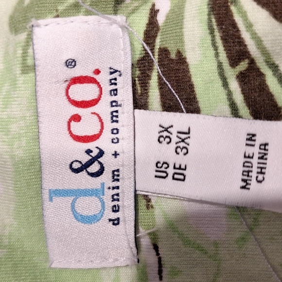 h D&Co Green Stretch Plus Size Top 3X - Picture 3 of 4